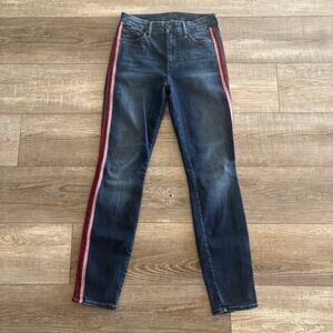 MOTHER The Looker Ankle Jeans Size 25 Here Kitty, Kitty Glitter Racer Stretch